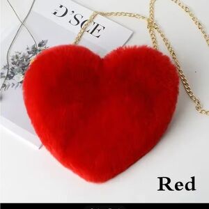 Red Heart-Shaped Furry Bag